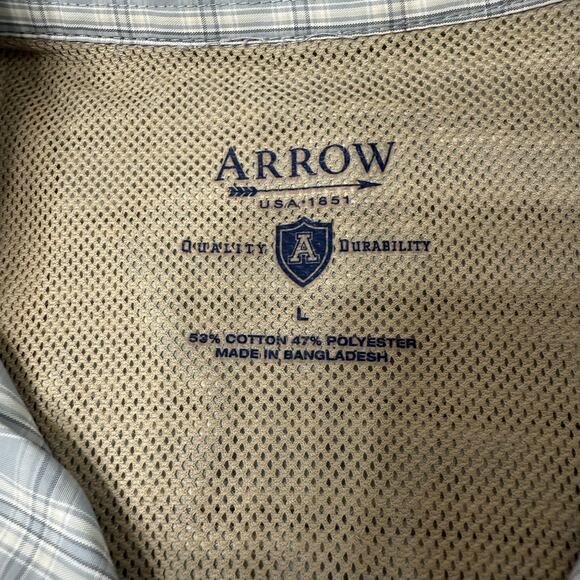 Arrow Men’s Large Checkered Short Sleeve Button Front Shirt Top - Picture 3 of 7